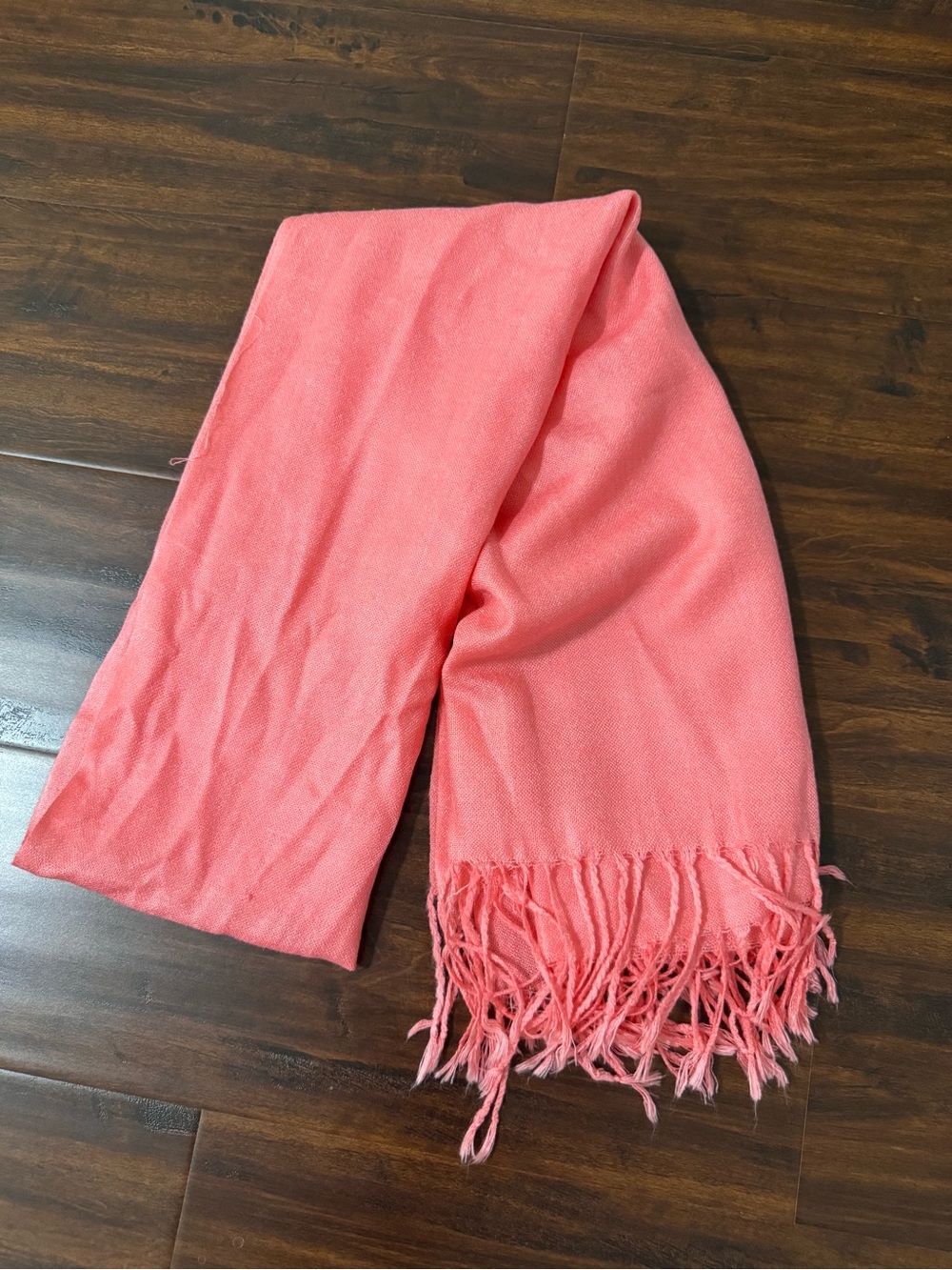 Women’s Peach Soft Cashmere Silk Blend Fringe Wrap Shawl Scarf Pashmina
